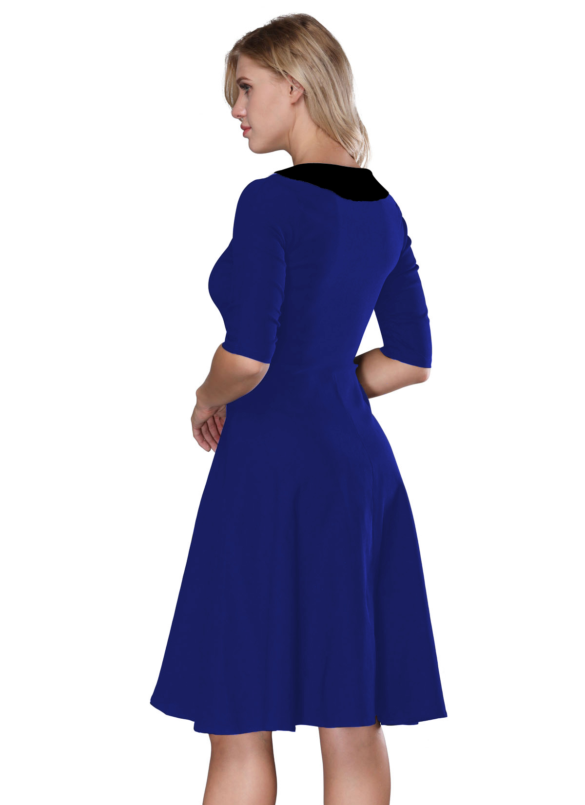 F2529-3 Womens Vintage 1950s Cape Collar Swing Midi Cocktail Party Dresses